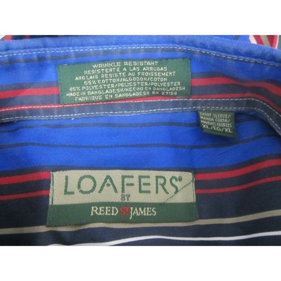 Loafers Reed St James vintage Men shirt short sleeve pit to pit 26 striped 1990s - Picture 7 of 7
